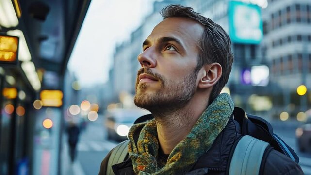 Man leading public transportation discussions to improve urban mobility