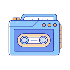 compact cassette player vector icon, national retro day vector illustration - simple illustration of compact cassette player perfect for logos, and national retro day vector-themed designs.
