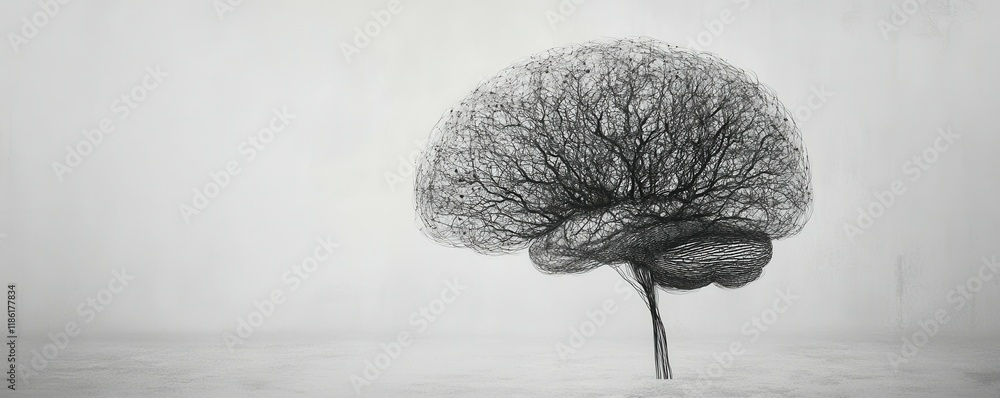 Poster brain concept, neural network representation, digital innovation, artificial intelligence, futuristi