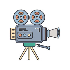 film camera vector icon, national retro day vector illustration - simple illustration of film camera perfect for logos, and national retro day vector-themed designs.