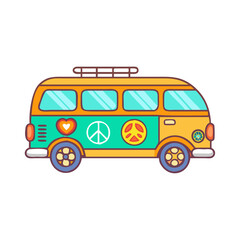 hippie van vector icon, national retro day vector illustration - simple illustration of hippie van perfect for logos, and national retro day vector-themed designs.