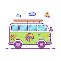 hippie van vector icon, national retro day vector illustration - simple illustration of hippie van perfect for logos, and national retro day vector-themed designs.