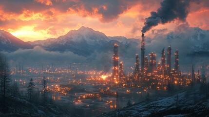 Fototapeta premium Geothermal Power Plant in Lush Hills