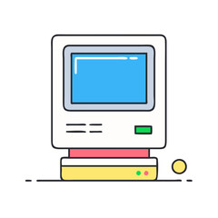 mac computer from the 80s vector icon, national retro day vector illustration - simple illustration of mac computer from the 80s perfect for logos, and national retro day vector-themed designs.