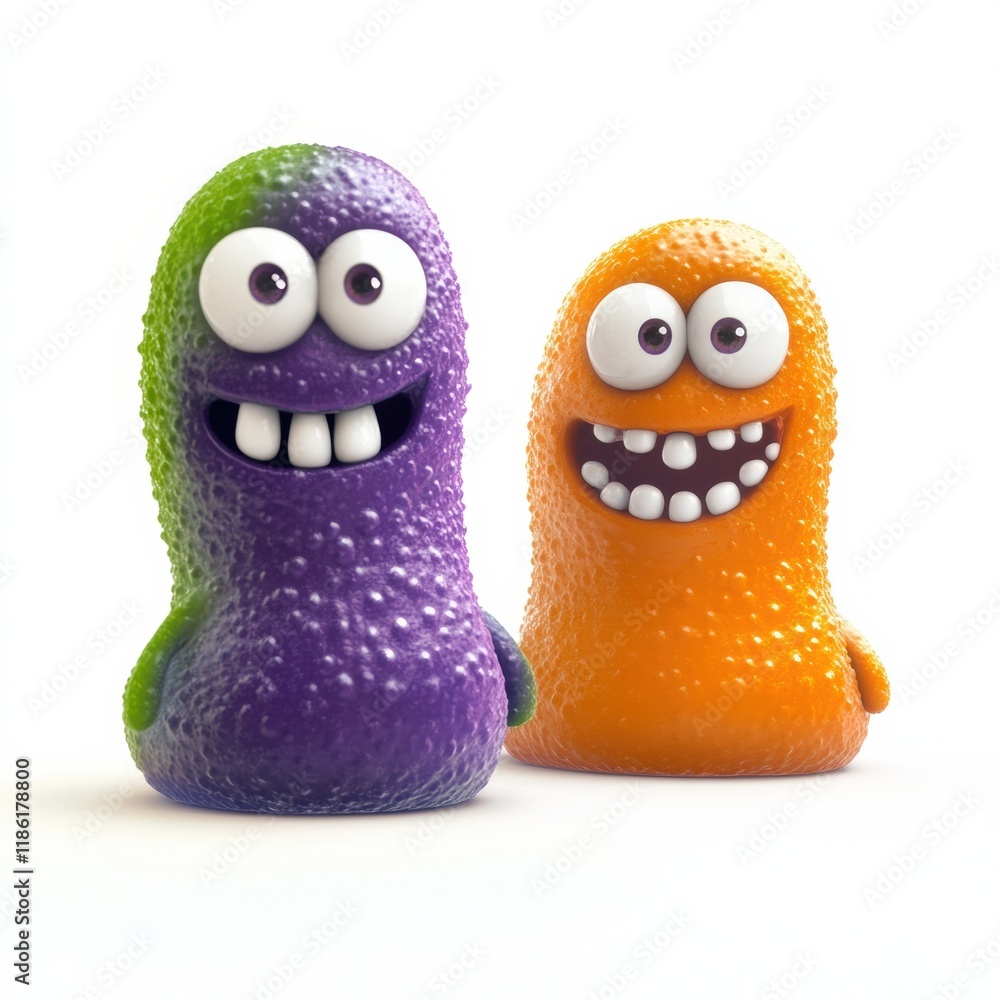 Aufkleber cheerful and bright microbes with eyes and smiles bringing joy to their colorful world. generative a