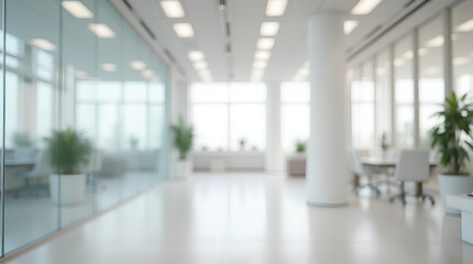 empty white business office with blurred background