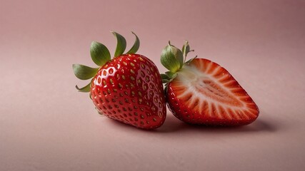 strawberries on a pink background