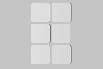 Blank Rounded Square Business Card Mockup with Grey Background 