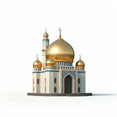 Cute small mosque illustration isolated on white background