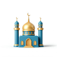 Cute small mosque illustration isolated on white background