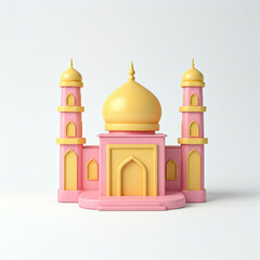 Cute small mosque illustration isolated on white background