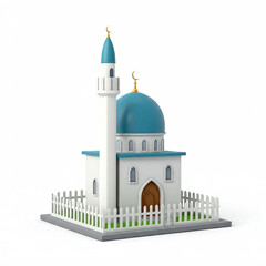 Cute small mosque illustration isolated on white background