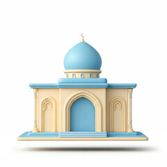 Cute small mosque illustration isolated on white background