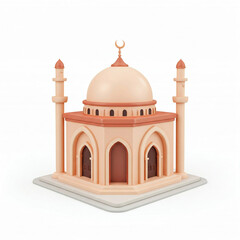 Cute small mosque illustration isolated on white background