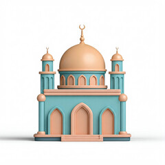 Cute small mosque illustration isolated on white background