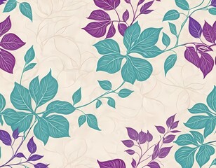 Elegant Floral Vines with Luminous Leaves and Gradient Background Pattern