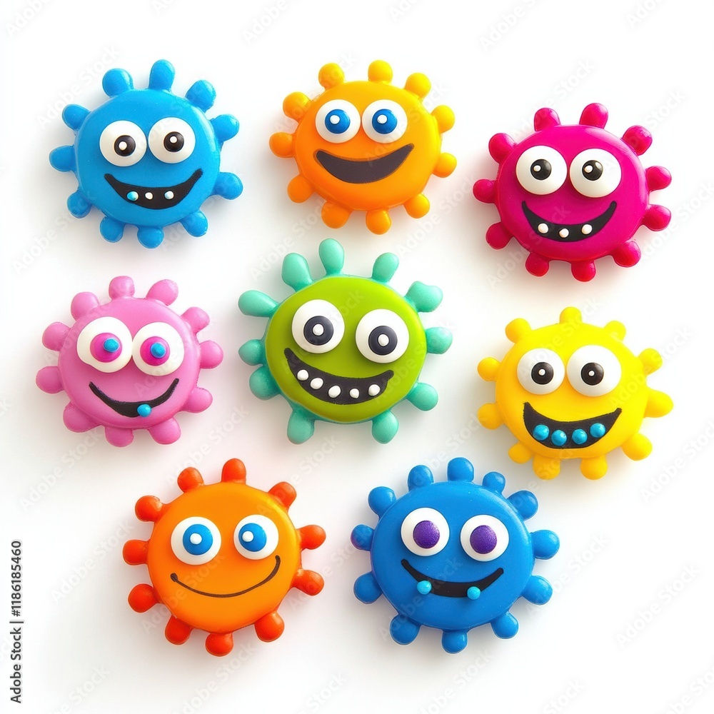 Poster bright and cheerful microbes with smiles and colorful designs enhance any playful environment for ki