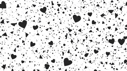 Fototapeta premium Abstract pattern of hearts and shapes on a white background.
