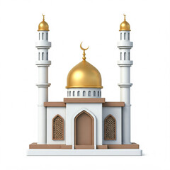 Cute small mosque illustration isolated on white background