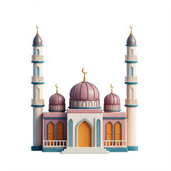 Cute small mosque illustration isolated on white background