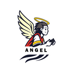 Angel mascot esport logo design Vector.