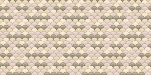 Elegant seamless pattern of overlapping scales in soft beige and taupe tones.  Perfect for website backgrounds, textile designs, or any project needing a sophisticated, textured aesthetic.