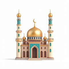 Cute small mosque illustration isolated on white background
