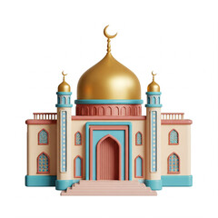 Cute small mosque illustration isolated on white background