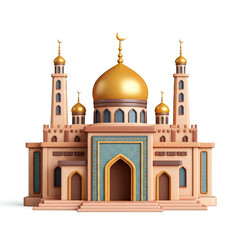 Cute small mosque illustration isolated on white background