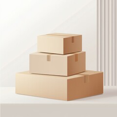 cardboard boxes, stacked, isolated, white background, shipping supplies, simple composition, realistic, clean lines