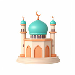 Cute small mosque illustration isolated on white background