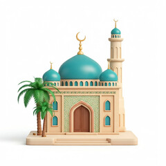 Cute small mosque illustration isolated on white background