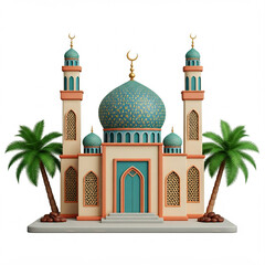 Cute small mosque illustration isolated on white background