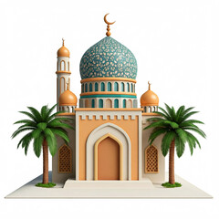 Cute small mosque illustration isolated on white background