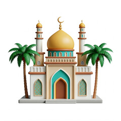 Cute small mosque illustration isolated on white background