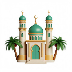 Cute small mosque illustration isolated on white background