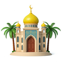 Cute small mosque illustration isolated on white background