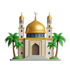 Cute small mosque illustration isolated on white background