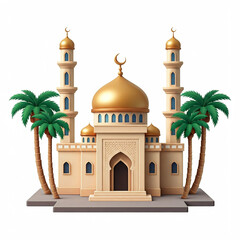 Cute small mosque illustration isolated on white background