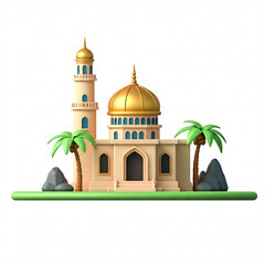 Cute small mosque illustration isolated on white background