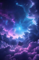Colorful Night Sky with Bright Starlight Shining Through Clouds Phone Wallpaper

