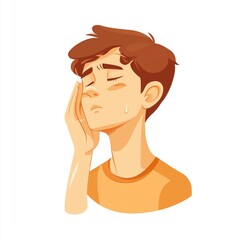 A Young Man Feeling Sad and Tired Anxious  Illustrative Portrait Depicting Emotional Distress