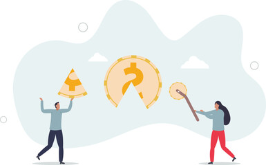 Money management, financial planning or wealth management or investment portfolio, paying for tax, loan or debt, inflation concept.flat characters.