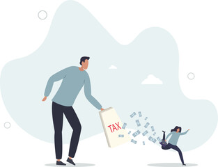 Tax evasion, illegal hide revenue and avoid paying government tax, fraud and money laundering or financial crime concept.flat characters.