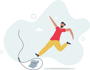 Money trap to trick greed people, danger fraud or threat to attack victim, financial or investment problem concept.flat characters.