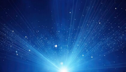 Obraz premium radiant blue cosmic background with laser-like beams and glowing stars, perfect for futuristic or space themed digital designs