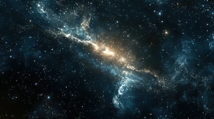 Fototapeta premium A Cosmic Nebula with Swirling Gas and Dust, Illuminated by Distant Stars