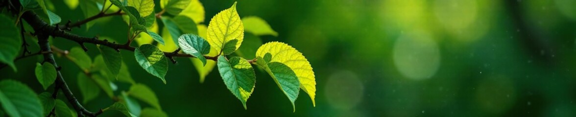 Gold-leaf wrapped around a lush green tree branch, foliage, nature, evergreen