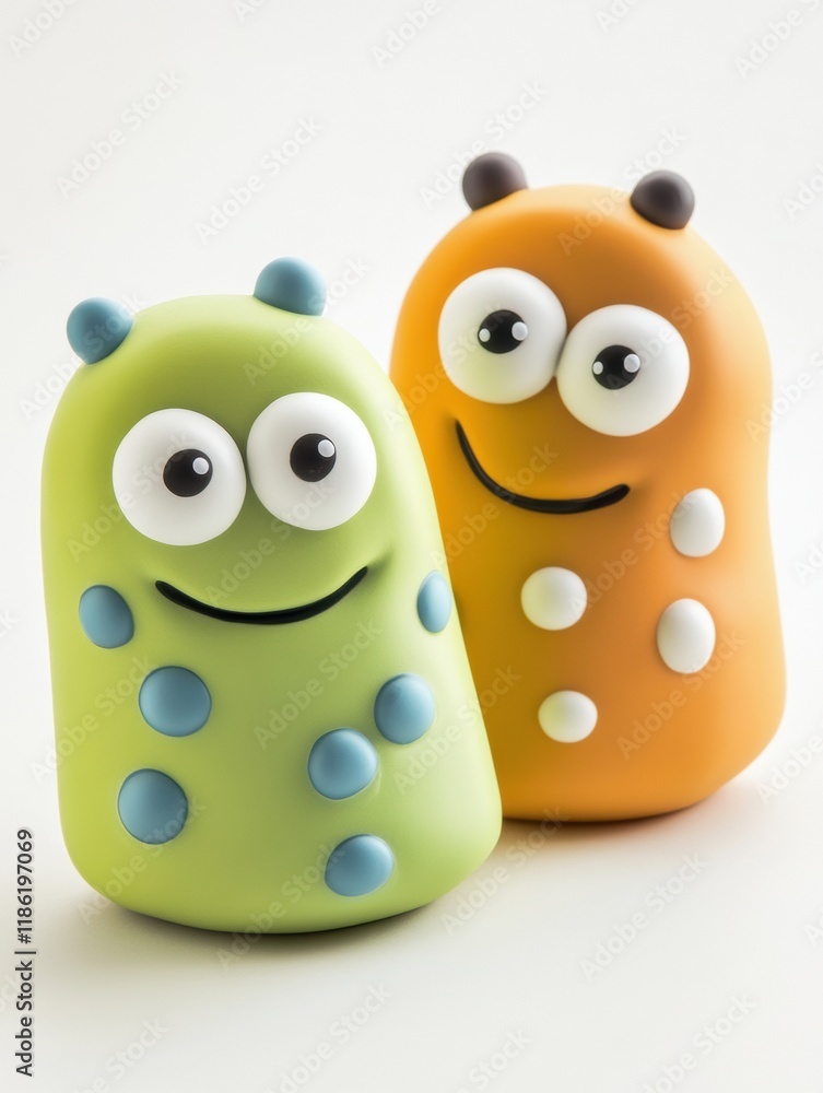 Poster bright and cheerful microbes with eyes and smiles in a playful arrangement creating positivity and j