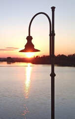 Obraz premium sunset over the Comacchio valleys Italy
